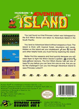 Adventure Island (USA) box cover back